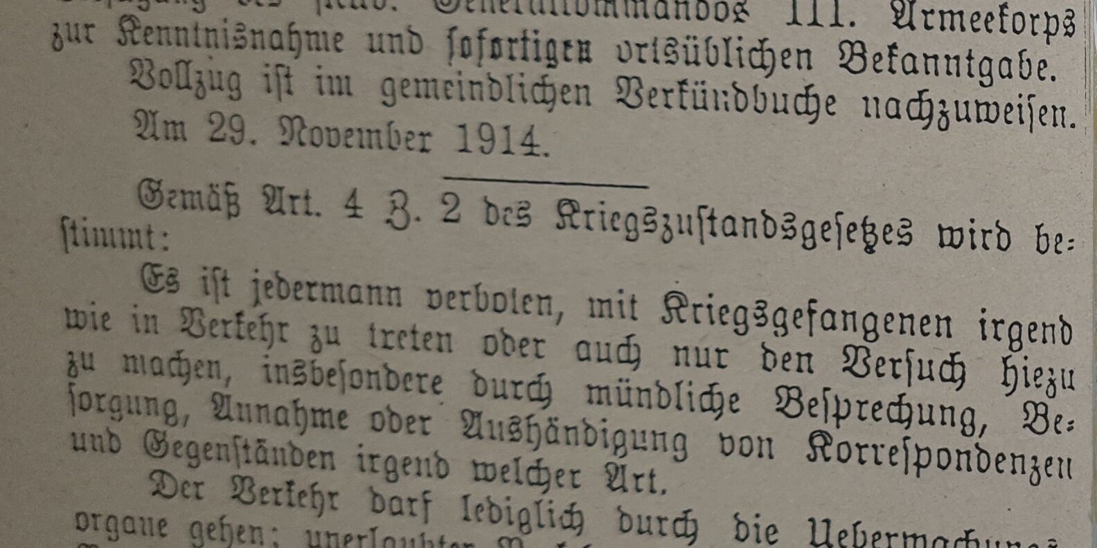 Kontaktverbot mit Kriegsgefangenen